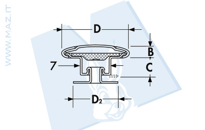 disegno tecnico Bottoni per jeans serei BG/MB<br />Testa in ottone - gradinata in ottone