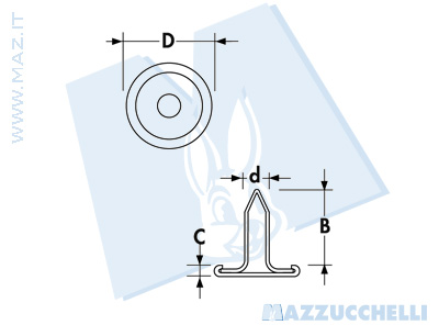 disegno tecnico Bottoni per jeans serie BG/MB<br />Testa in ottone - gradinata in ottone