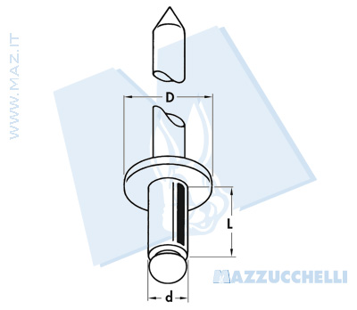disegno tecnico Rivetti in lega di alluminio AlMg 3.5