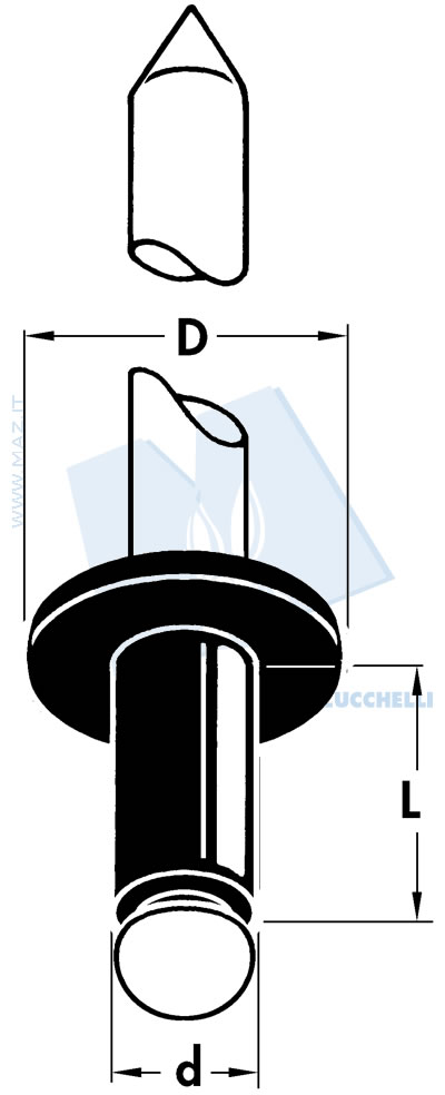 disegno tecnico Rivetti in lega di alluminio AlMg 3.5