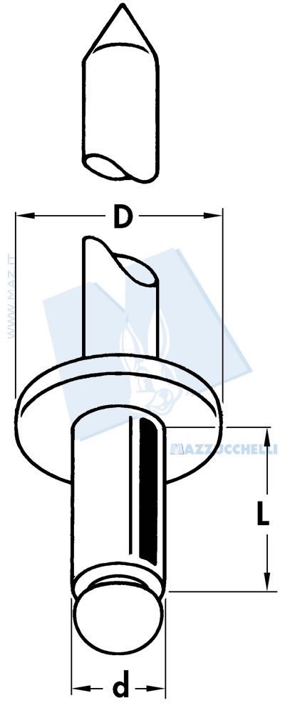 disegno tecnico Rivetti in monel