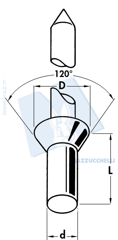 disegno tecnico Rivetti ermetici a testa svasata alluminio AlMg 5