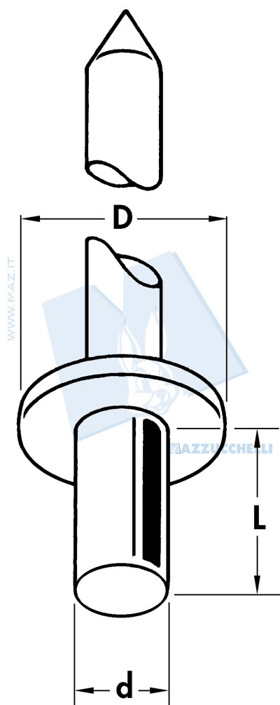 disegno tecnico Rivetti ermetici in rame