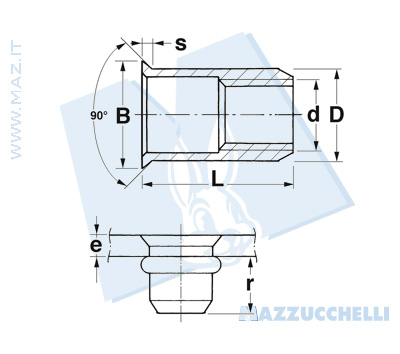 disegno tecnico Inserti filettati a testa svasata in lega di alluminio